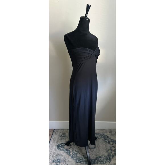 NWT HOUSE OF HARLOW 1960 Strapless Twist Front Jersey Black Midi Dress Size M - Picture 6 of 9